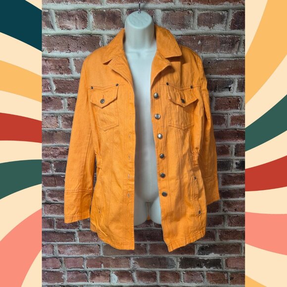 Together Denim Jacket 8 | Vintage 90s Utility Orange Cotton Streetwear Retro - Picture 3 of 8